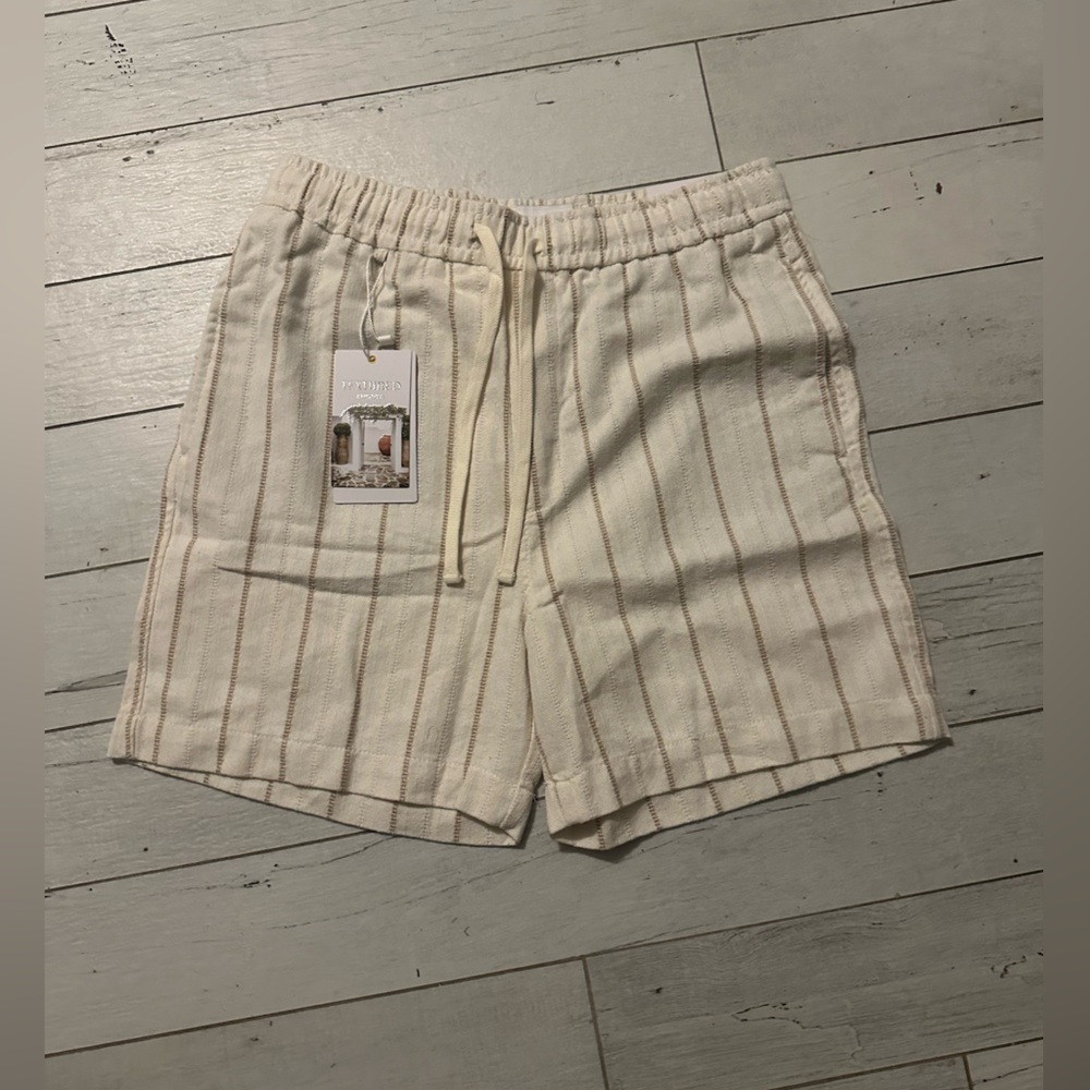 Striped Cream Shorts